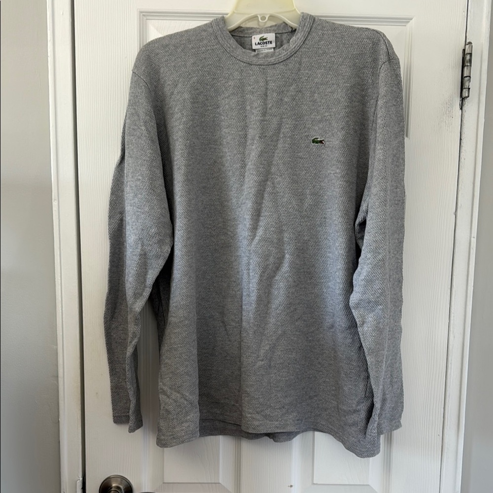 Lacoste Men's Gray Long Sleeve Waffle Sleep Shirt